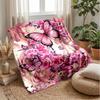 Pig with Flower Necklace Among Butterflies and Roses Theme Blanket Lightweight Warm Flannel Blanket Decorative Throw Blanket for Home Decoration