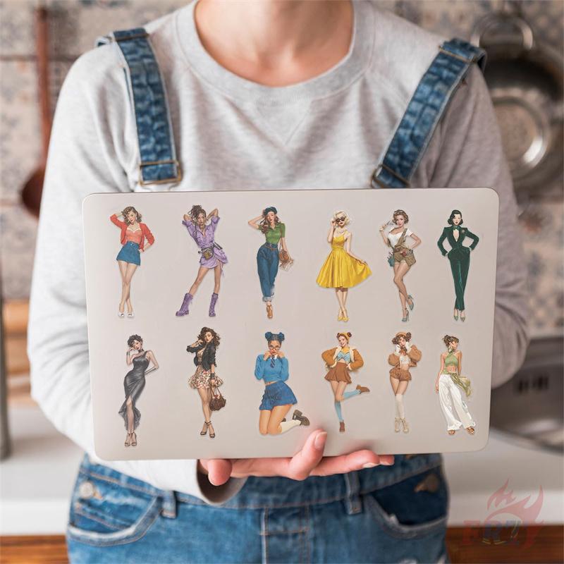 50Pcs/Set Retro Pop Girls PET Stickers Waterproof DIY Fashion Doodle Decals Stickers