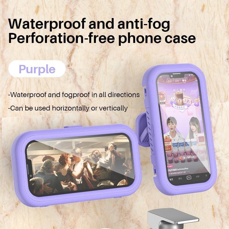 360 ° Rotatable Bathroom Waterproof Phone Case Bathroom Shower Drama Chasing Tool Kitchen Wall Hanging Lazy Person Bracket (Green)