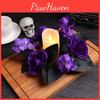 Halloween Purple Rose Candle Ring Decor With Faux Flower Garland For Event Decor And Party Atmosphere