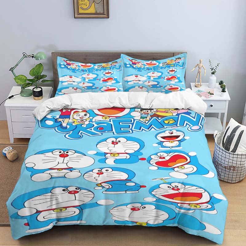 3D Kreslený Doraemon Digitálně Tištěné Povlečení, Povlak na Peřinu, Povlak na Polštář, Ložní Prádlo, Sváteční Dárek