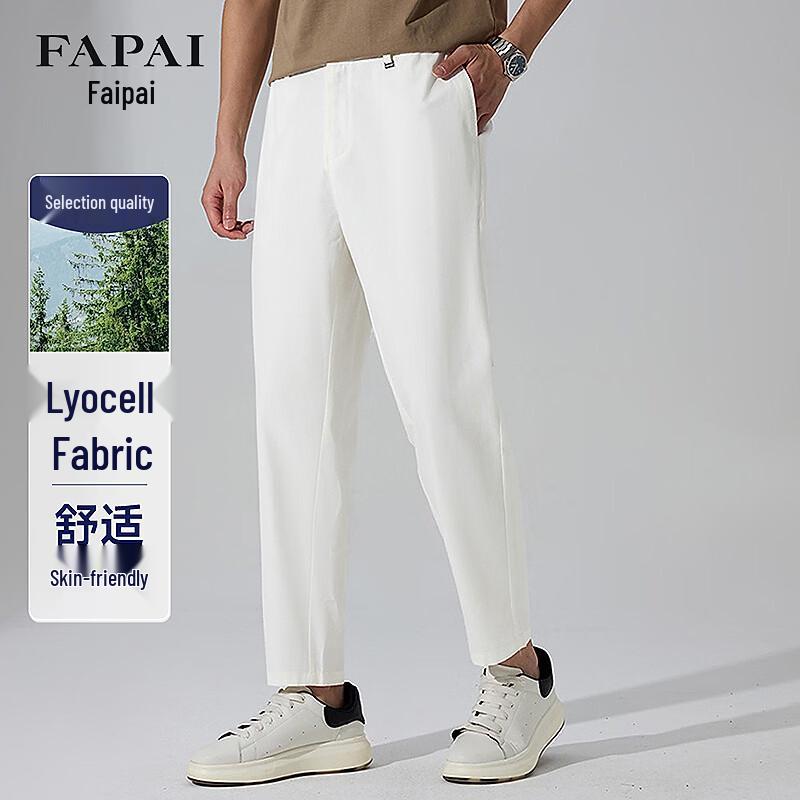 FAPAI Men s Tencel Cotton Blend Outdoor Casual Cropped Pants 30