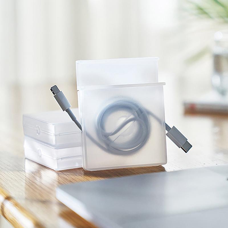 1Pc Portable Transparent Power Cord Organizer Data Cable Storage Box Usb Cable Winding Device Data Cable Storage Protector