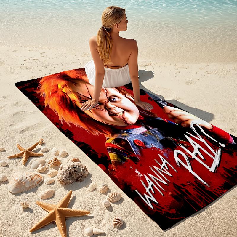 1pc Chucky3 Beach Towel, Comfortable and Thick, and Swimming/Bath/Picnic/Camping Towel, Suitable for Seaside Beaches