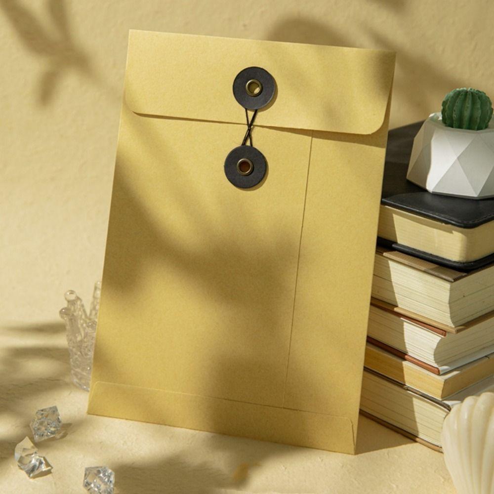 with String Tie Closure Clasp Vintage Brown Envelopes Simple Archive Bag  Decoration Gift