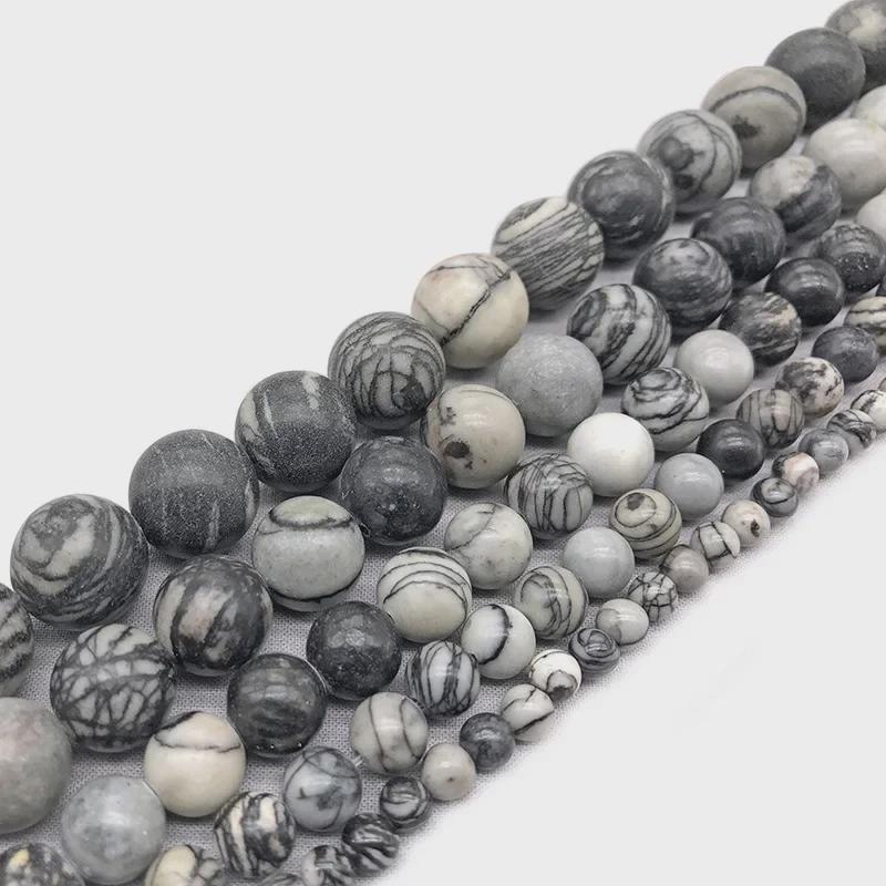 Black Stone Beads for DIY Jewelry: Round Beads for Earrings, Pendants, and Necklaces