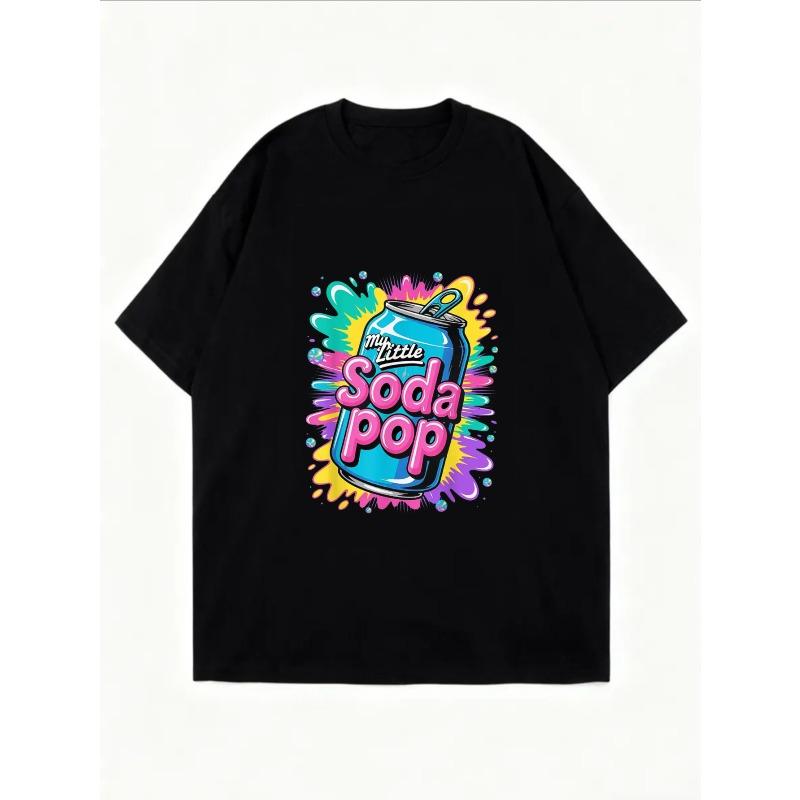 White Oversized T-Shirt With Soda Pop Can Graphic And Colorful Splash Design For Casual Wear
