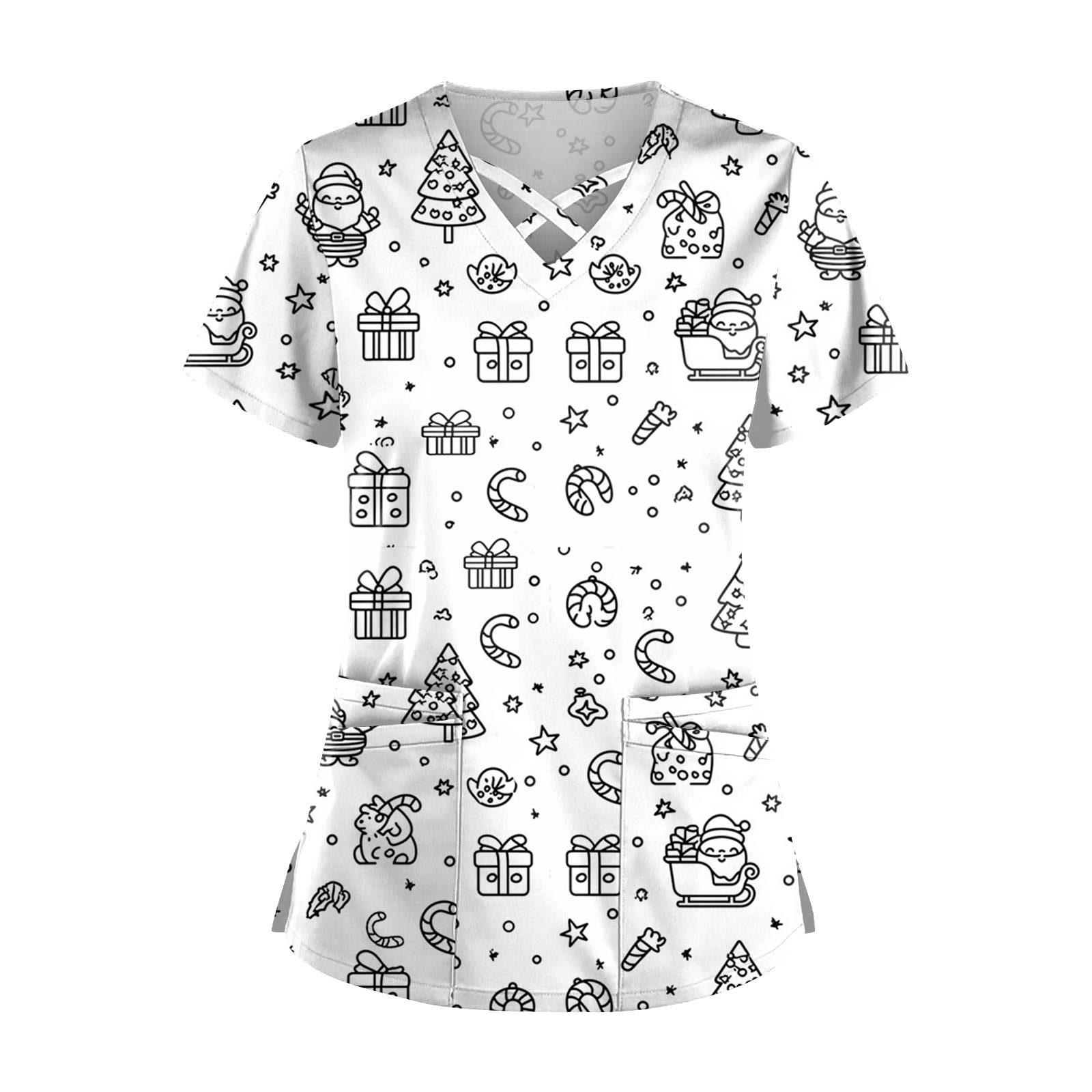 

Жіночий топ з коротким рукавом, V-подібним вирізом, принтом, кишенею, швидковисихаючий XXL