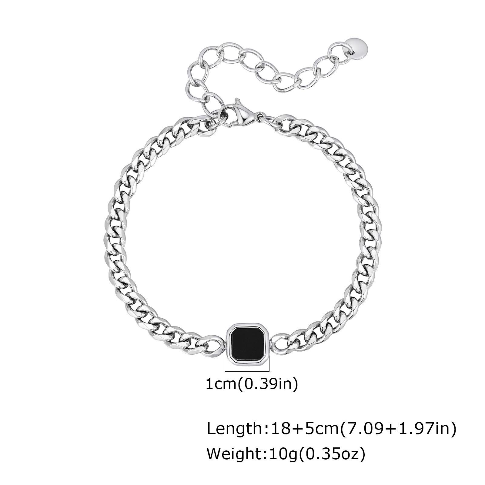 

Trendy Men s European American Hip Hop Six-Sided Stainless Steel Acrylic Chain Bracelet BR-2662