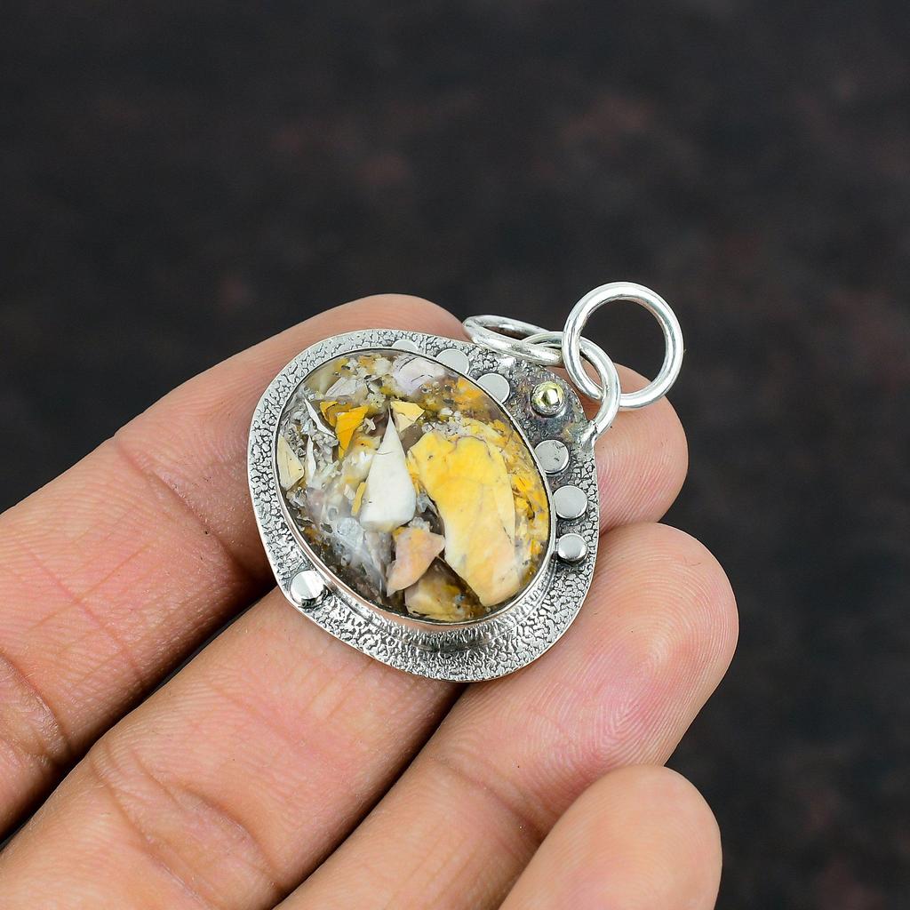 Brecciated Mookaite Gemstone Pendant 925 Sterling Silver Pendant Antique Jewelry Handmade Pendant Brand New Silver Jewelry Gifts For Women
