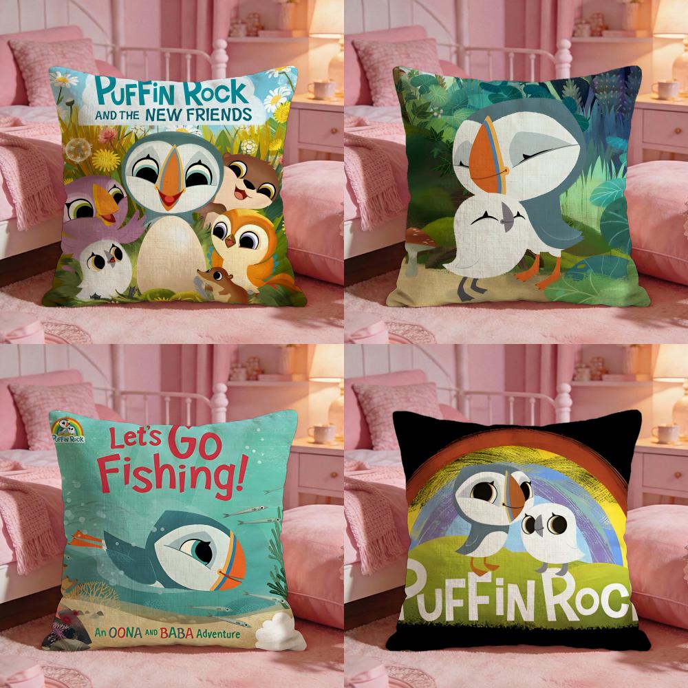 Cute Anime PPuffin Rock Cushion Cover Premium Comfort Reversible Pillow Cove Two In One Design For Any Room Car Interior