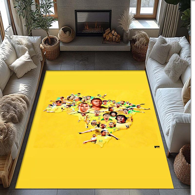 Brazil national football team Printed Flannel Area Rug Non Slip Soft Polyester Floor Carpet Indoor Decor Mat for Bedroom Living Room Sofa