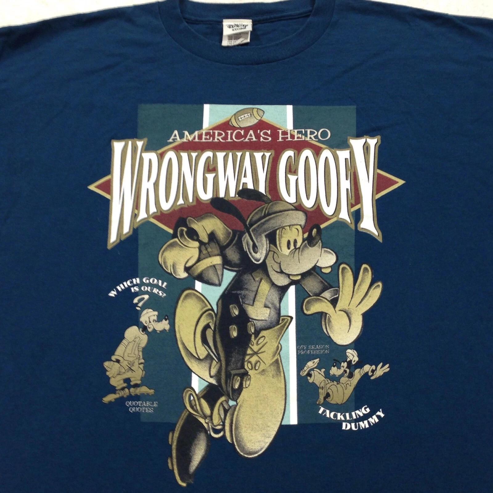 

vintage 90s WRONG WAY GOOFY WALT DISNEY T-Shirt 2XL cartoon football L