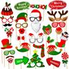 Self-adhesive New Year Carnival Photo Props Christmas Decorations Cartoon Card Party Supplies