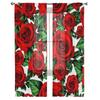 Valentine'S Day Flower Red Rose Flower Tulle Curtains for Living Room Kitchen Sheer Voile Curtain Bedroom Window Panels