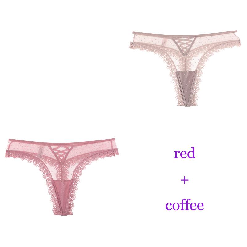 TERMEZY 2 unids/lote de bragas sexis de encaje para mujer, ropa interior de cintura baja, Tanga femenina, lencería transpirable, ropa íntima bordada tentación