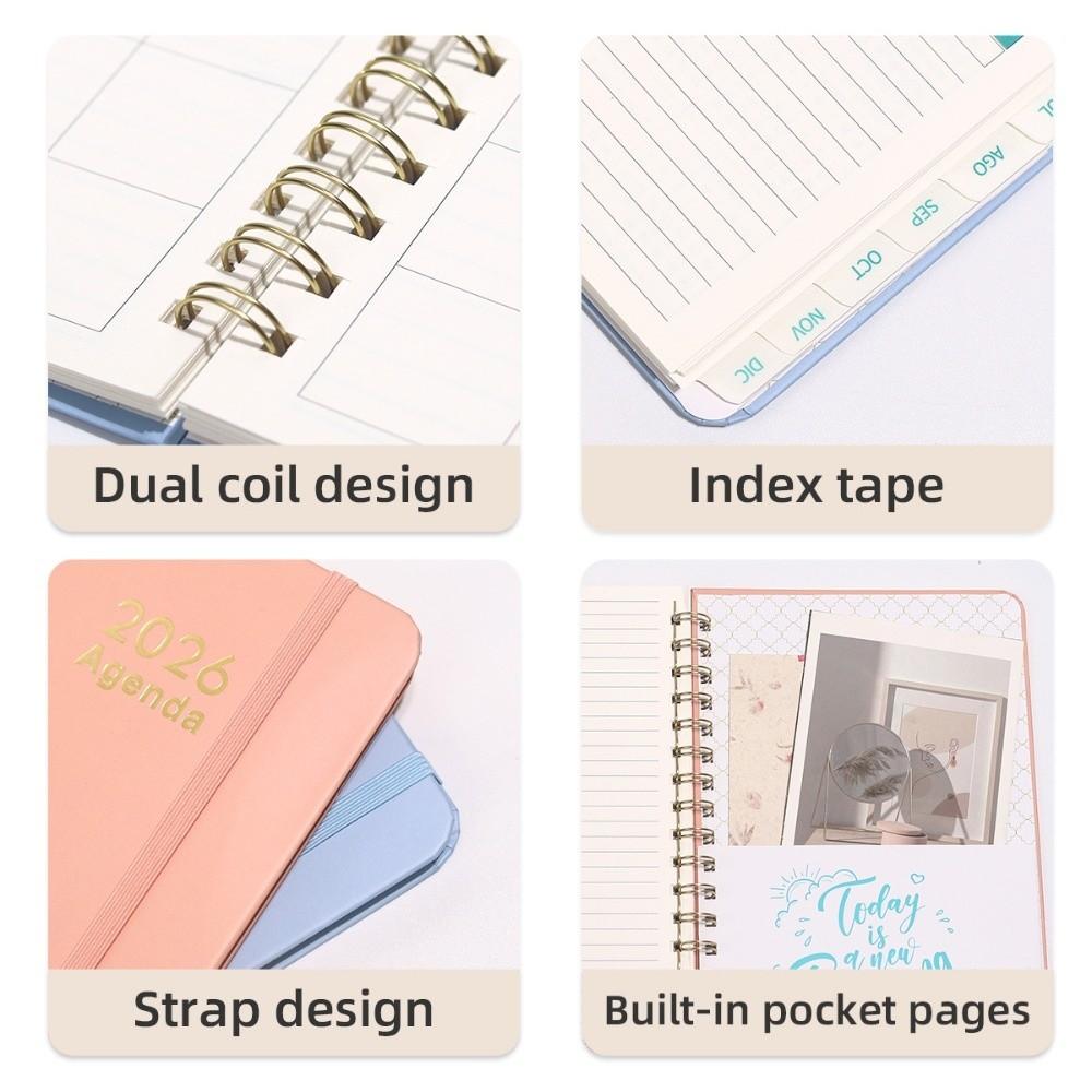 2026 Spanish Planner a5 Notebook Coil Calendar Essential Self-Tracking Diary Book Daily Organizer Multi Functional