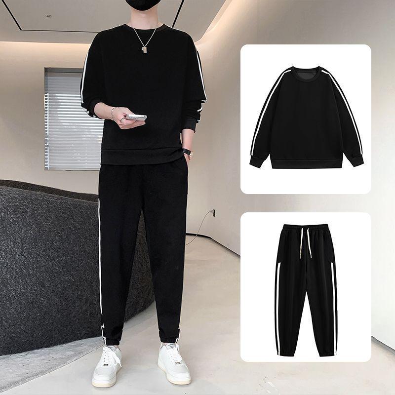 Męski Modny Zestaw Dwuczęściowy Bluza z Okrągłym Dekoltem i Spodnie Dresowe na Jesień/Zimę
