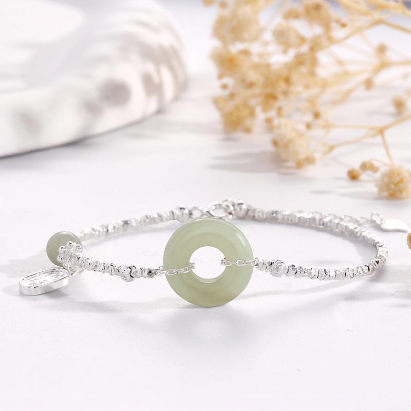 Hetian Jade Lucky Nefu Ping An Bracelet Women's Guochao New Chinese Round Bead Bracelet Jewelry