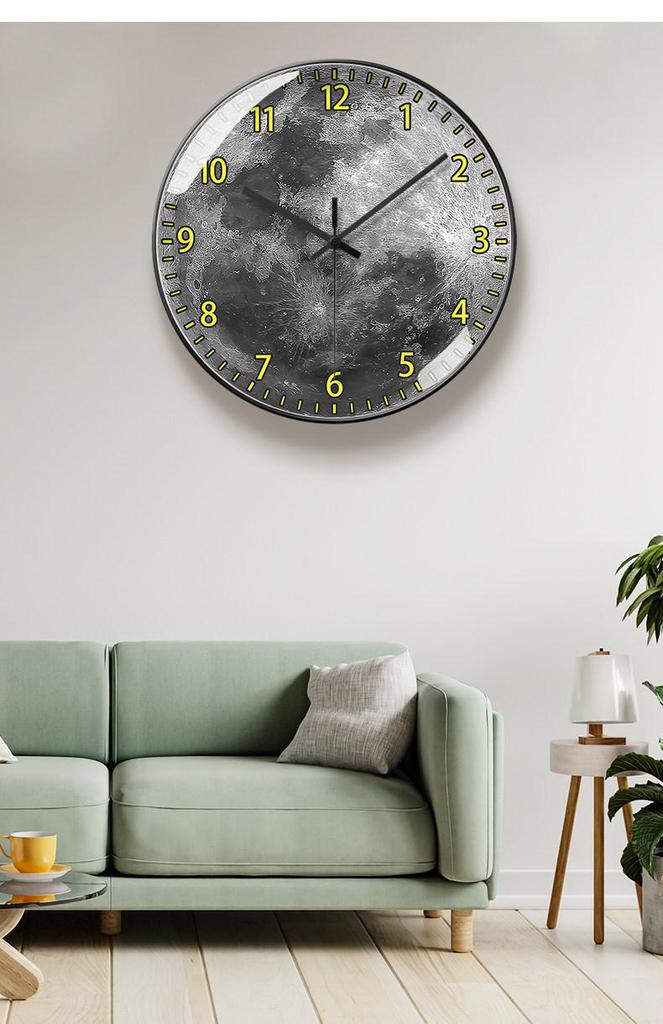 Moonstone Quartz Wall Clock - Silent, Artistic Design with Automatic Time Sync for Living Room