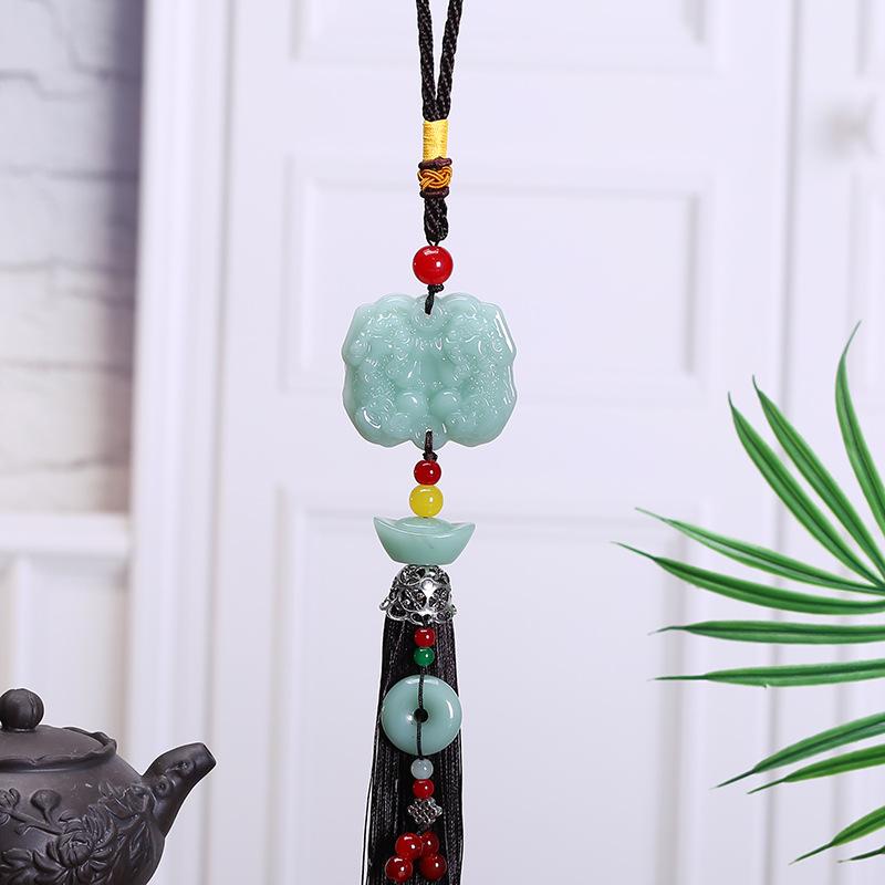 1 Stück Rein und Raus Ping An Runder Buddha Anhänger Pixiu Autoanhänger Ping An Zeichen Autodekoration