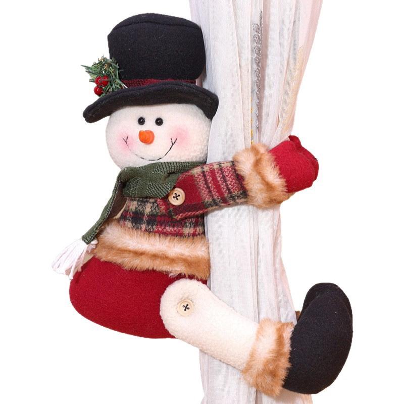 1PC Hat Designs Creative Reindeer & Santa with Sweaters Curtain Buckle Christmas Decorations Curtain Clips Christmas Snowman