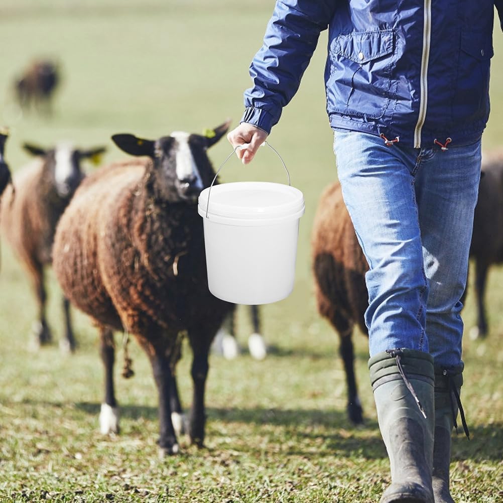 Cabilock Plastic Barrel Containers with Lids Heavy Duty Buckets Small Paints Bucket White Pails with Lids Dog Food Storage Container Plastic Gallon