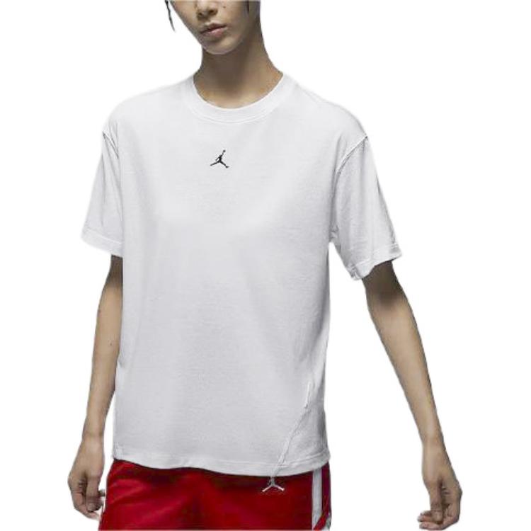 Jordan Sportowe Logo Luźny Szybkoschnący T-shirt z Krótkim Rękawem Damskie Top Biały FN5117-100