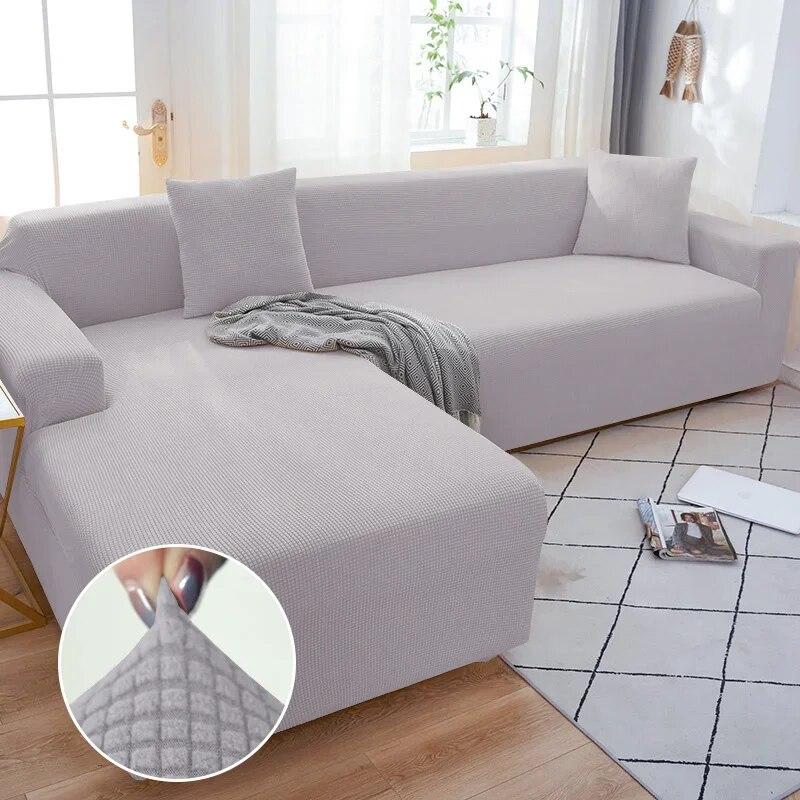 Solid Color Sofa Cover 1/2/3/4 Seater Sofa Cover for Living Room Elastic Spandex L Shaped Corner Sofa Cover Couch Cover for Sofa