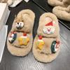 Christmas Elk Cotton Slippers For Women New Halloween Bedroom Soft Winter Indoor Shoes Warm Closed Toe Plush Cotton Slippers