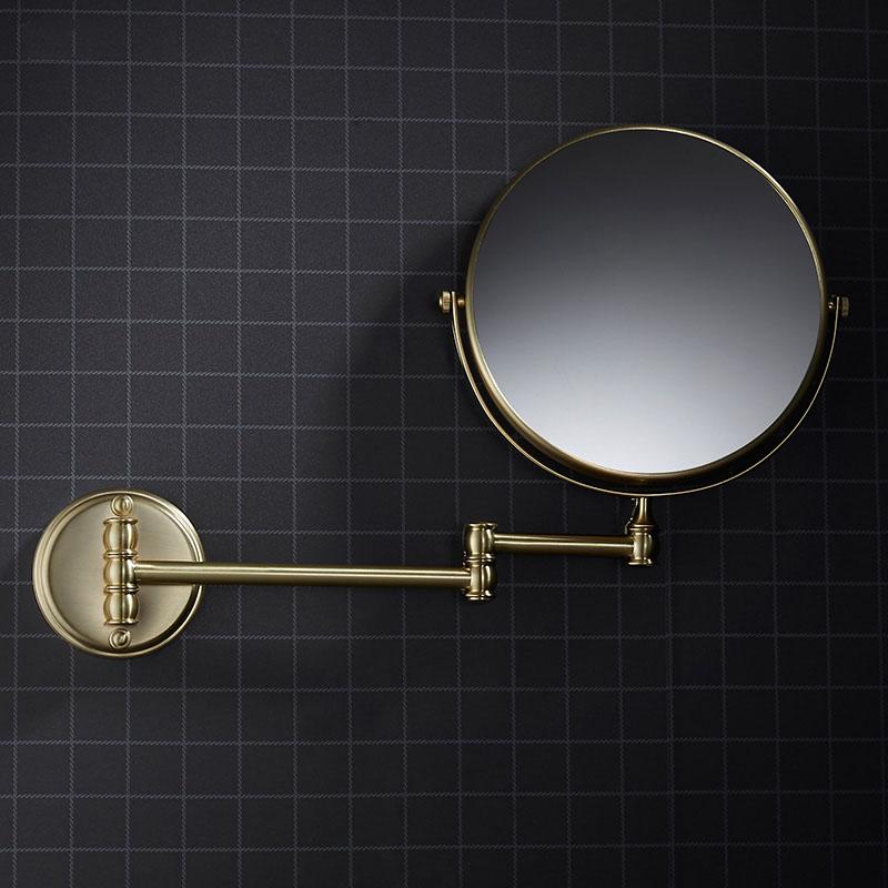 Or brossé Rond Miroir de Salle de Bain Mural Miroir LED Maquillage Grossissant 1X3X Double Face Rotatif Miroir de Rasage de Salle de Bain