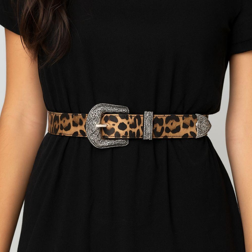 PU Leather Waist Strap Leopard Print Waist Belts Casual Waistband  Women
