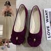 Women Girls Solid Big Size Slip On Flat Shallow Comfort Casual Single Shoes