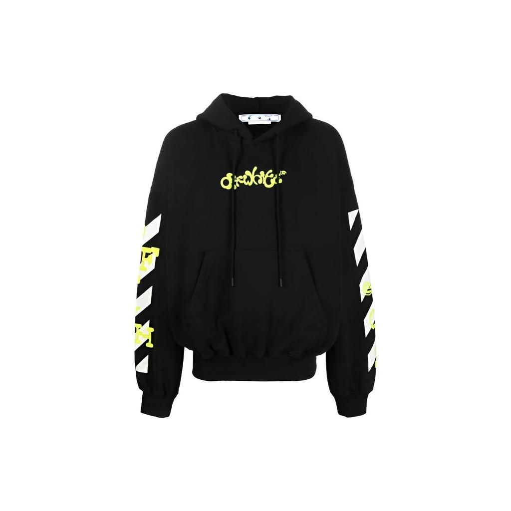 OFF WHITE Logo Printed Drawstring Hoodie OMBB110S23FLE0021050