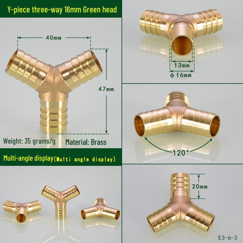 Brass Pagoda Head Insert for Gas Hose, Natural Gas Pipeline Connector 8/12, Pneumatic Fittings Inline Cross Tee