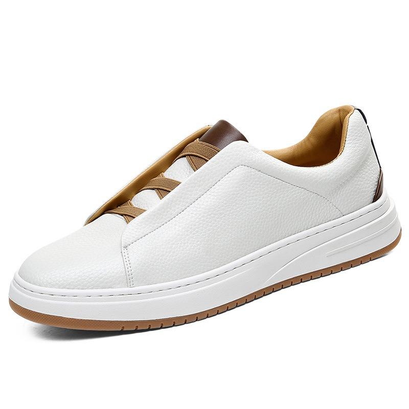 Board shoes men's leather high-end platform white shoes autumn trendy shoes versatile one-pedal lazy casual shoes
