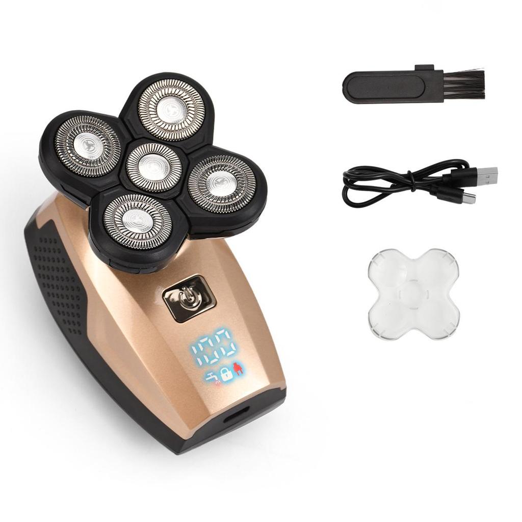 5-in-1 Rechargeable Electric Shaver: Full-Body Washable, 5-Blade Bald Shaver