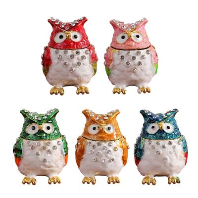 Décoration Hibou Bijoux en Alliage Organiseurs Boîte Décorative à Compartiments Multiples pour Présentoirs d'Anneaux