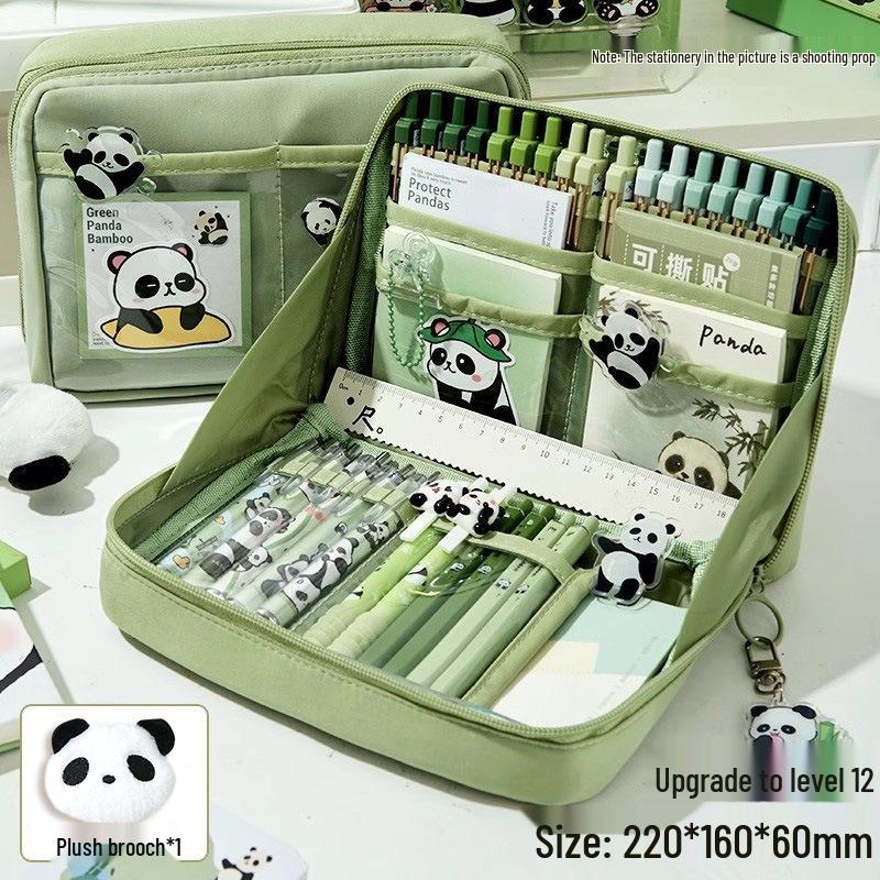 Panda 12-Fächer-Federmäppchen: Super große Schreibtischbox für Jungen & Mädchen - Süß für die Mittelschule