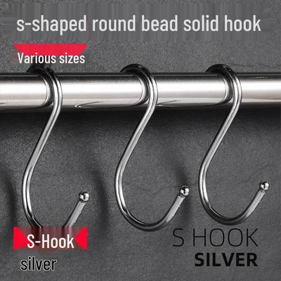 Haczyk w kształcie litery S chromowany z podwójnym koralikiem do kuchni lub sklepu odzieżowego