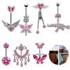 Stainless Steel Butterfly Navel Belly Button Rings For Women Jewelry
