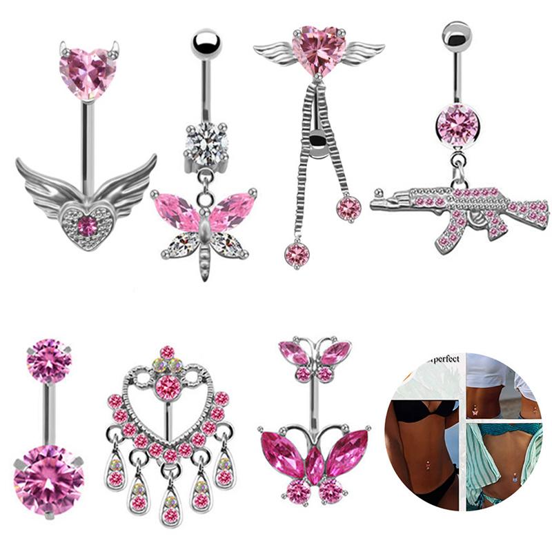 Stainless Steel Butterfly Navel Belly Button Rings For Women Jewelry