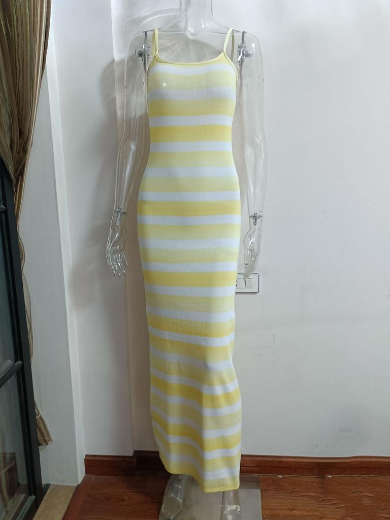 Strapless Sleeveless Sweater Women Spring Summer New Style Temperament Slim Fit Bodycon Knit Dress Long Skirt