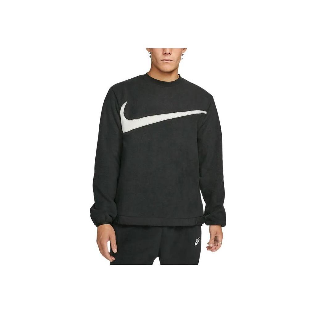 Nike Felpa Girocollo Club+ Fleece Invernale con Stampa Logo Grande Uomo Top Nero DQ4895-010