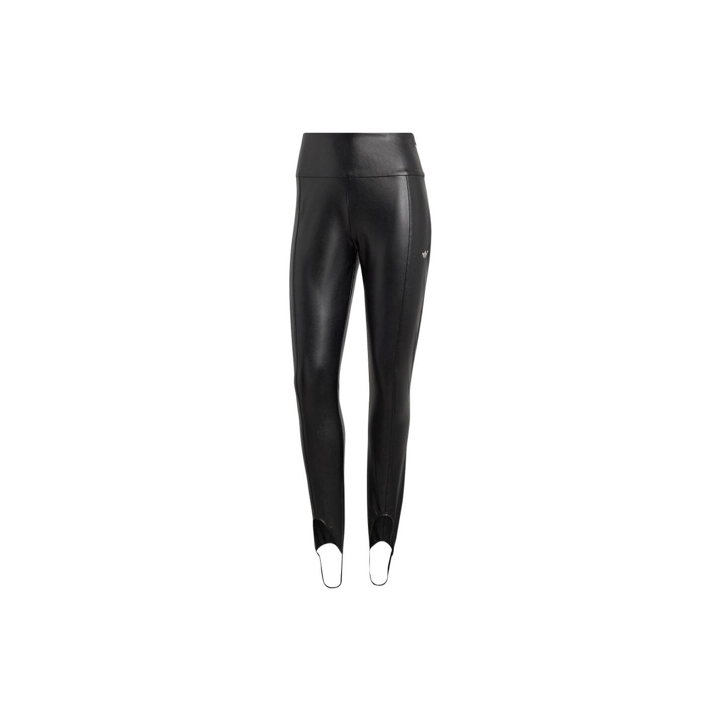 Adidas Essentials High Waist Faux Leather Tight Fit Leggings Women Black IB4543 XXS