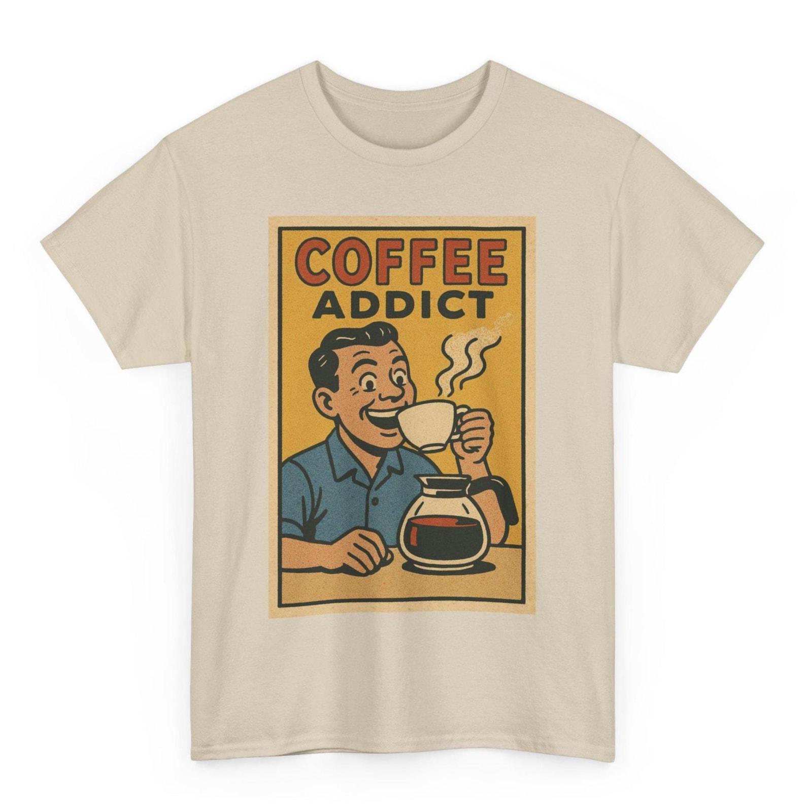 Coffee Addict Retro Comic T-Shirt: Unisex Vintage Pop Art Tee M