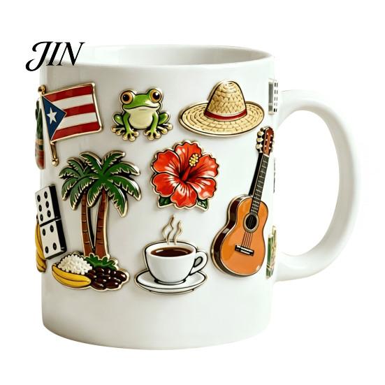 Home Office Coffee Mug Dominican Theme Mug, Ceramic Comfortable Grip Cup, Hot And Artistic Cold Drinks Safe for Use Drinking