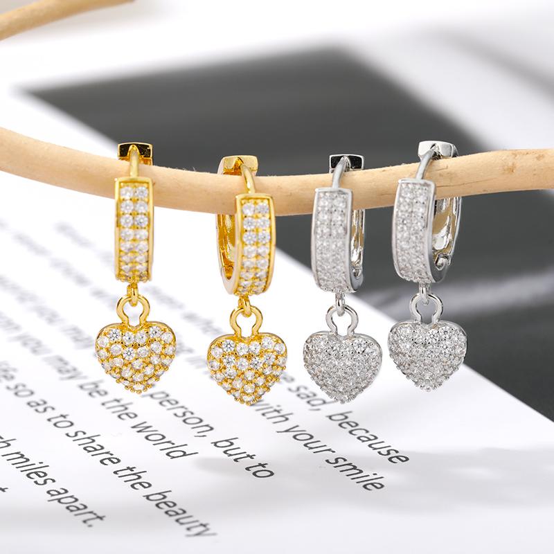Cute Zircon Heart Earrings For Women Crystal Heart Stud Love Earring Couple Bridesmaid Valentine'S Day Jewelry Gift