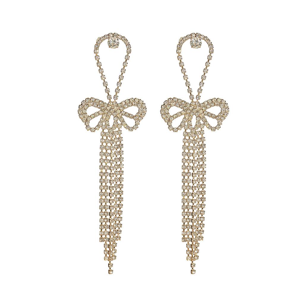 Neue luxuriöse glänzende lange Strass-Ohrringe