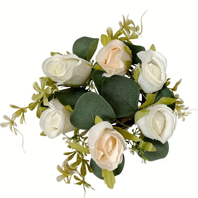 Handgefertigter künstlicher Rosenkranz mit Kerzenmittelstück, Realistisches gefälschtes Hochzeitsmittelstück, Hängende Tür-Tischdekoration für Valentinstag, Ostern, Chanukka